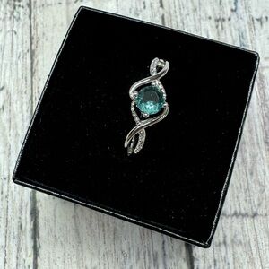 4-Prong Setting Exquisite Solitaire Round Blue Zirconia Silver Plated Ring